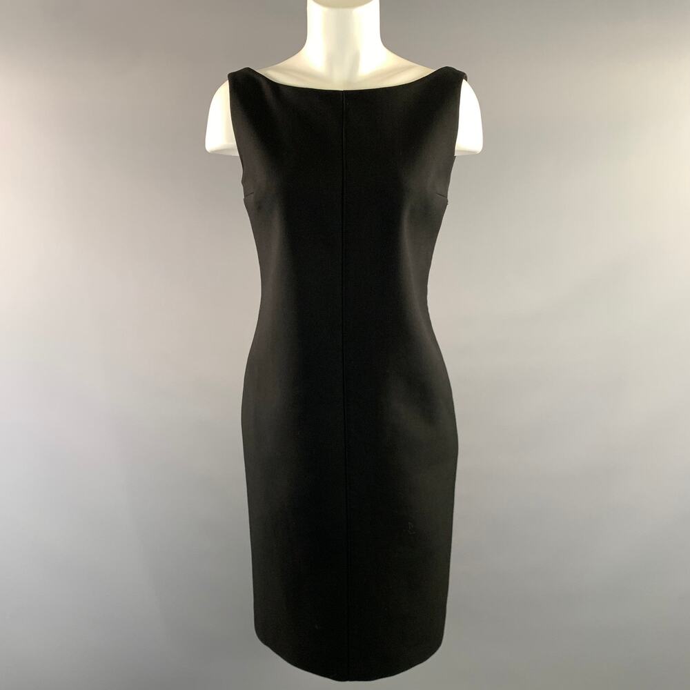 CELINE Size S Black Wool Low Back Knee Length Cocktail Dress